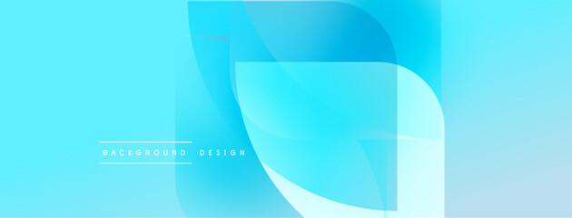 Abstract blue design. Smooth shapes overlap creating dynamic visual effect. Light gradients enhance modern aesthetic.