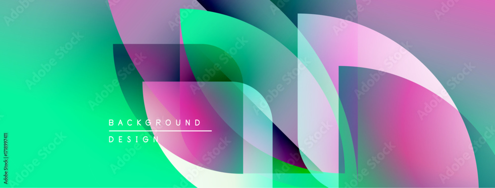 Poster Abstract vibrant layers create dynamic visual flow. Gradient colors blend, forming modern background design. Smooth shapes overlap, offering depth.
