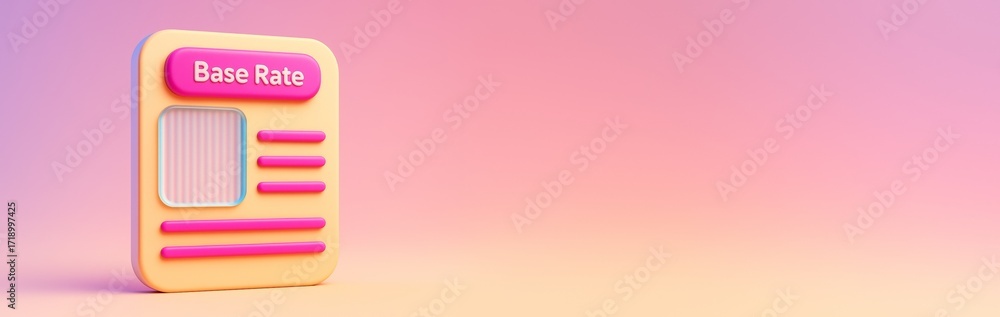 Poster colorful base rate interface element with rounded shapes on pastel gradient background, ideal for cl