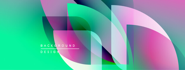 Abstract vibrant layers create dynamic visual flow. Gradient colors blend, forming modern background design. Smooth shapes overlap, offering depth.