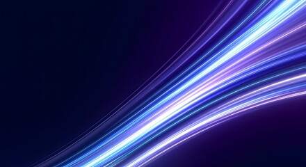 Naklejka premium Dynamic light streaks in brilliant blue and purple provide a stunning futuristic background for technology, innovation, or modern design projects