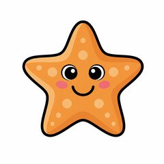 Adorable cartoon starfish with a joyful smile and rosy cheeks, perfect for children's educational content and ocean-themed designs