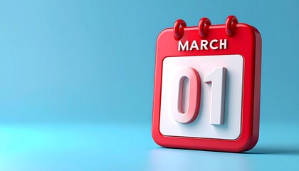 Red calendar for March 1st