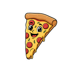 Joyful pepperoni pizza slice with happy face bringing smiles and delicious vibes to any food-related project