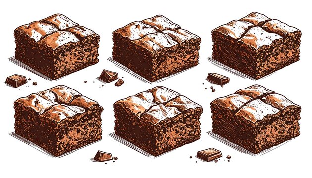 Hand-drawn brownies with chocolate
