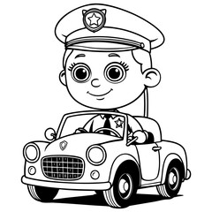 Girl police in car © Anditii Creative