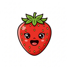 Adorable kawaii strawberry character with a cheerful smile, perfect for fun children's content, food branding, and playful designs.
