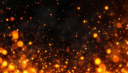 舞い上がる炎の粒子と玉ボケ