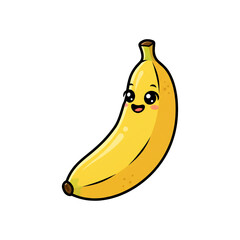 Adorable cartoon banana character with a beaming smile and large, expressive eyes, perfect for engaging content.