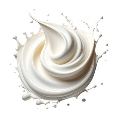 A fresh milk splash with creamy drops isolated on a pure white background