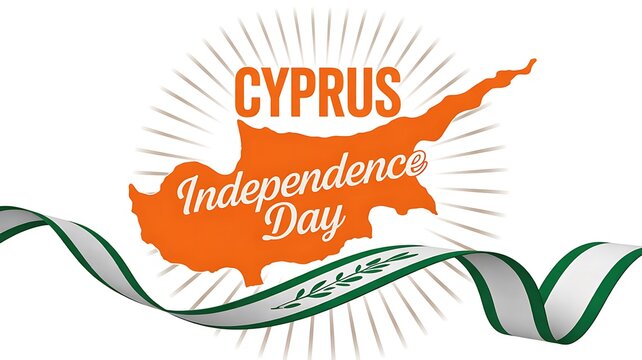 Celebrate Cyprus Independence Day with a vibrant map and flowing ribbon, showcasing national pride and unity for your patriotic designs and festive promotions today