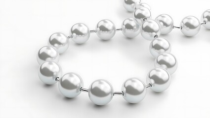 Elegant strand of lustrous white oval pearls arranged in a circle isolated on transparent background