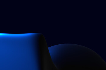 Abstract 3d render background dark blue gradient light wave silk liquid chrome metalic design render wallpaper modern illustration multicolored wavy surfaces