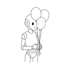 cute robot with a balloon