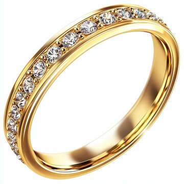 Gold band ring, diamond accents