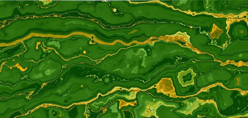  Earthy onyx slab with deep green swirls, brown mineral veins, and high-gloss marble texture.