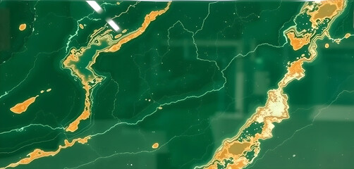  Deep green onyx slab with natural brown accents, glossy surface, premium marble stone texture.