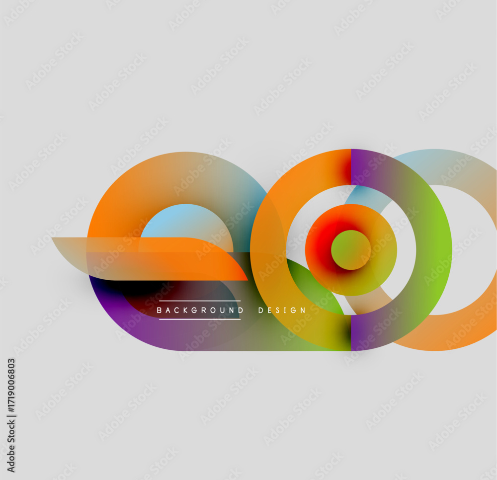Poster abstract colorful circles overlap, creating dynamic visual effect. modern design elements present gr