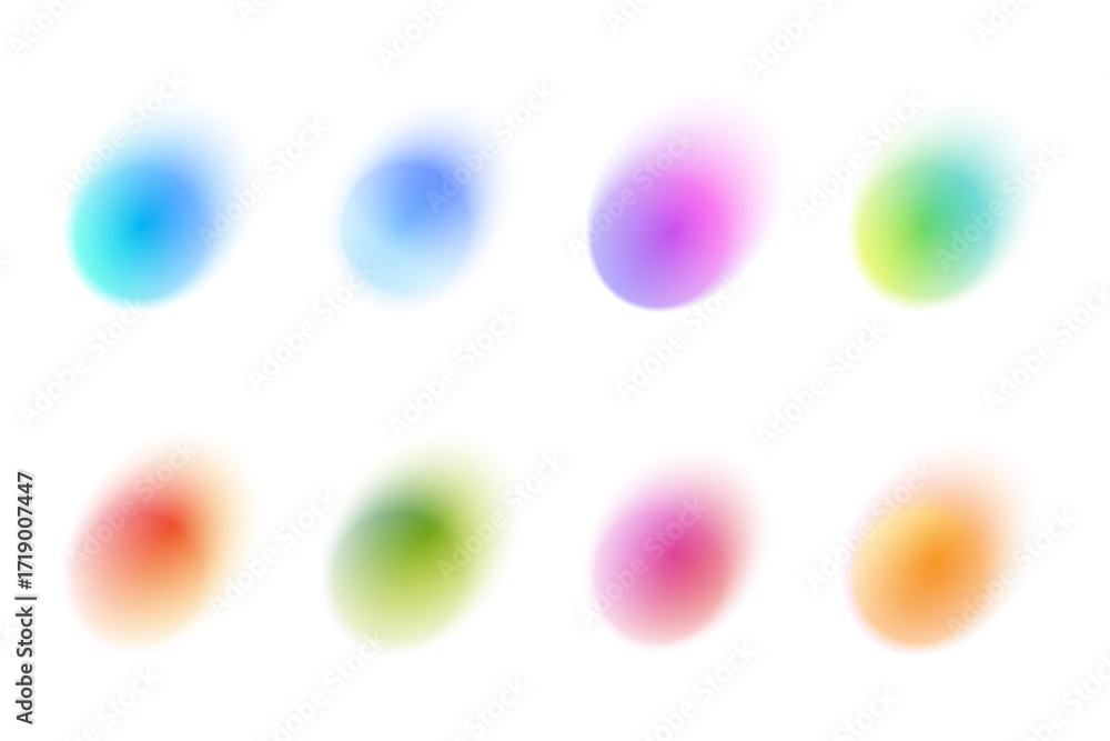 Poster abstract gradient color shapes with light blur on white background. watercolor rounds with soft glow