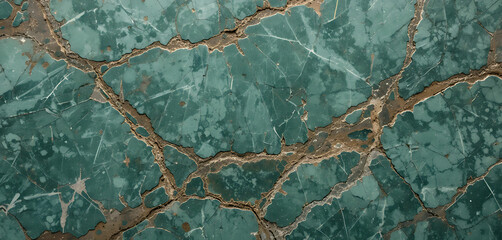 Unique green marble stone with rustic brown accents, natural glossy texture.