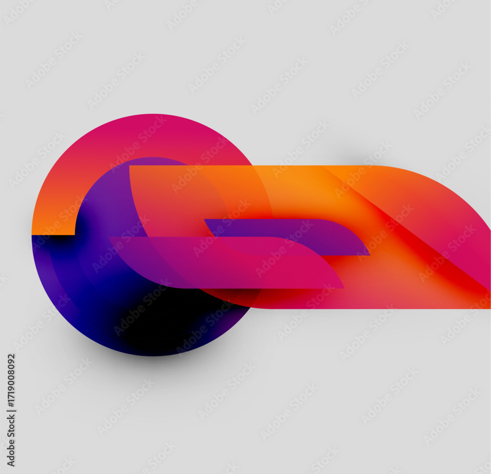 Aufkleber abstract vibrant design. fluid shapes blend, creating dynamic composition. colors transition smoothl