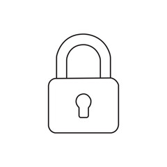 A symbolic depiction of a closed lock, emphasizing the concept of protection and privacy, rendered in a minimalist outline.