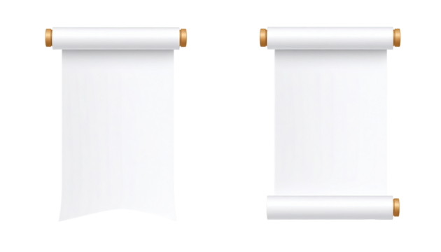 Two blank scrolls, vertically oriented, with wooden ends