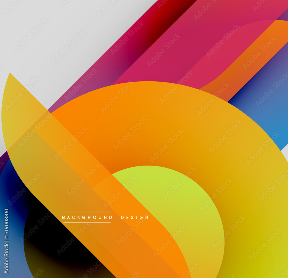 Poster abstract vibrant design. overlapping colorful shapes create dynamic visual effect. smooth gradients,