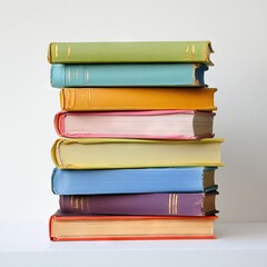 Stack of colorful vintage books