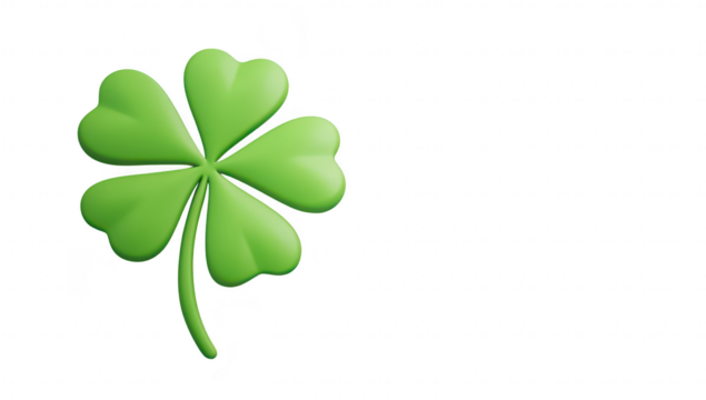 A green four-leaf clover placed elegantly on a light background. symbolizing luck and prosperity. ideal for themes of nature. good fortune. and St Patricks Day celebrations - Powered by Adobe