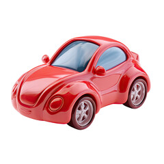 Shiny red cartoon car, rounded edges, simple design,  small, two-door, digital rendering