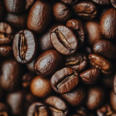 Naklejka premium Close-up of roasted coffee beans