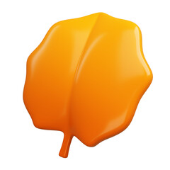 3d render autumn leaves isolated on white background. Collection of minimalist 3D illustrations. Modern glossy 3D plastic in cartoon style. Decorative elements for seasonal holiday sale designs