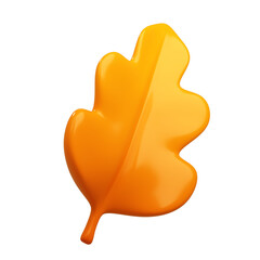 3d render autumn leaves isolated on white background. Collection of minimalist 3D illustrations. Modern glossy 3D plastic in cartoon style. Decorative elements for seasonal holiday sale designs