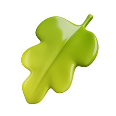 3d render autumn leaves isolated on white background. Collection of minimalist 3D illustrations. Modern glossy 3D plastic in cartoon style. Decorative elements for seasonal holiday sale designs