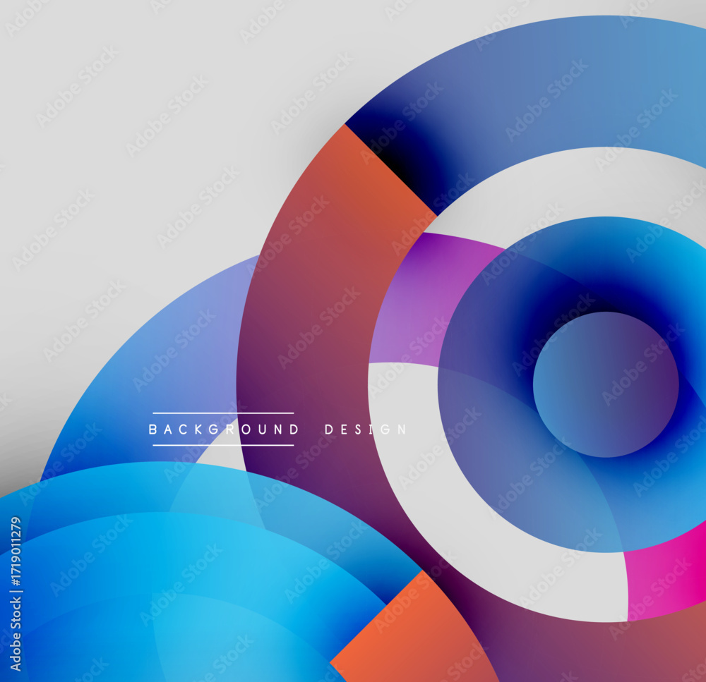 Aufkleber abstract circles overlap, creating vibrant color gradients. modern design features translucent layer