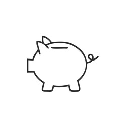 Piggy bank and dollar coin icon thin line for web and mobile, modern minimalistic flat design.