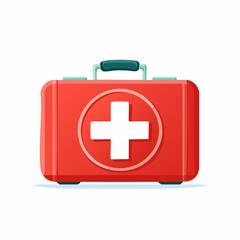 Obraz premium Red first aid kit providing medical supplies for emergencies in hospitals and homes, offering safety and preparedness.