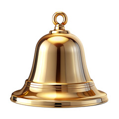 Christmas bell, golden bells with red ribbon isolated on transparent background