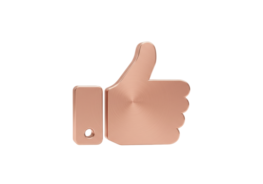 Isolated Thumbs Up, Metal Texture, Like, Hand Gesture, Positive Feedback, Approval Sign