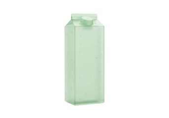 Isolated mint colored milk carton, container for liquid product on a clean solid surface