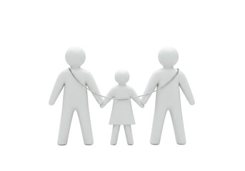 Isolated concept depicting a family together holding hands with a rope over their shoulders