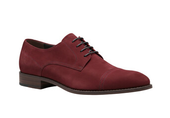 Isolated maroon suede leather shoe for men, formal wear, business style for office or party
