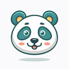 Naklejka premium Cute panda bear smiles sweetly with its tongue sticking out, creating a playful and endearing image on a clean white backdrop.