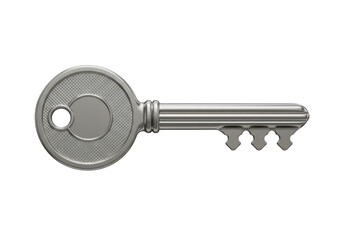 Isolated Silver Key, Security Key, Secure Access Key, Door Key or Padlock Key Isolated