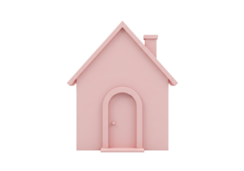 Isolated miniature house, simple cottage with chimney, sweet home, abode, lodging, dwelling