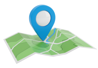 Isolated location pin marking destination point on map – navigation and positioning