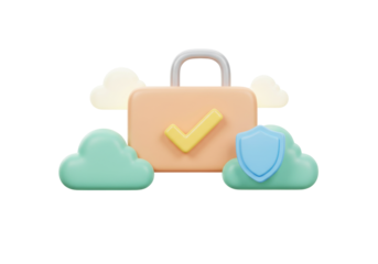 Isolated Cloud Security Authentication System, 3D illustration, concept of secure cloud data