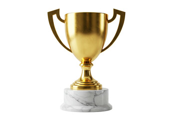 Isolated Gold Trophy with Marble Base, a Symbol of Success and Achievement, Victory and Winning