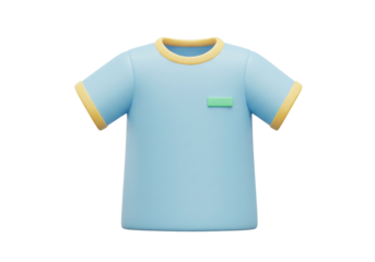 Isolated light blue toddler T-shirt with gold trim and mint pocket for summer season wear